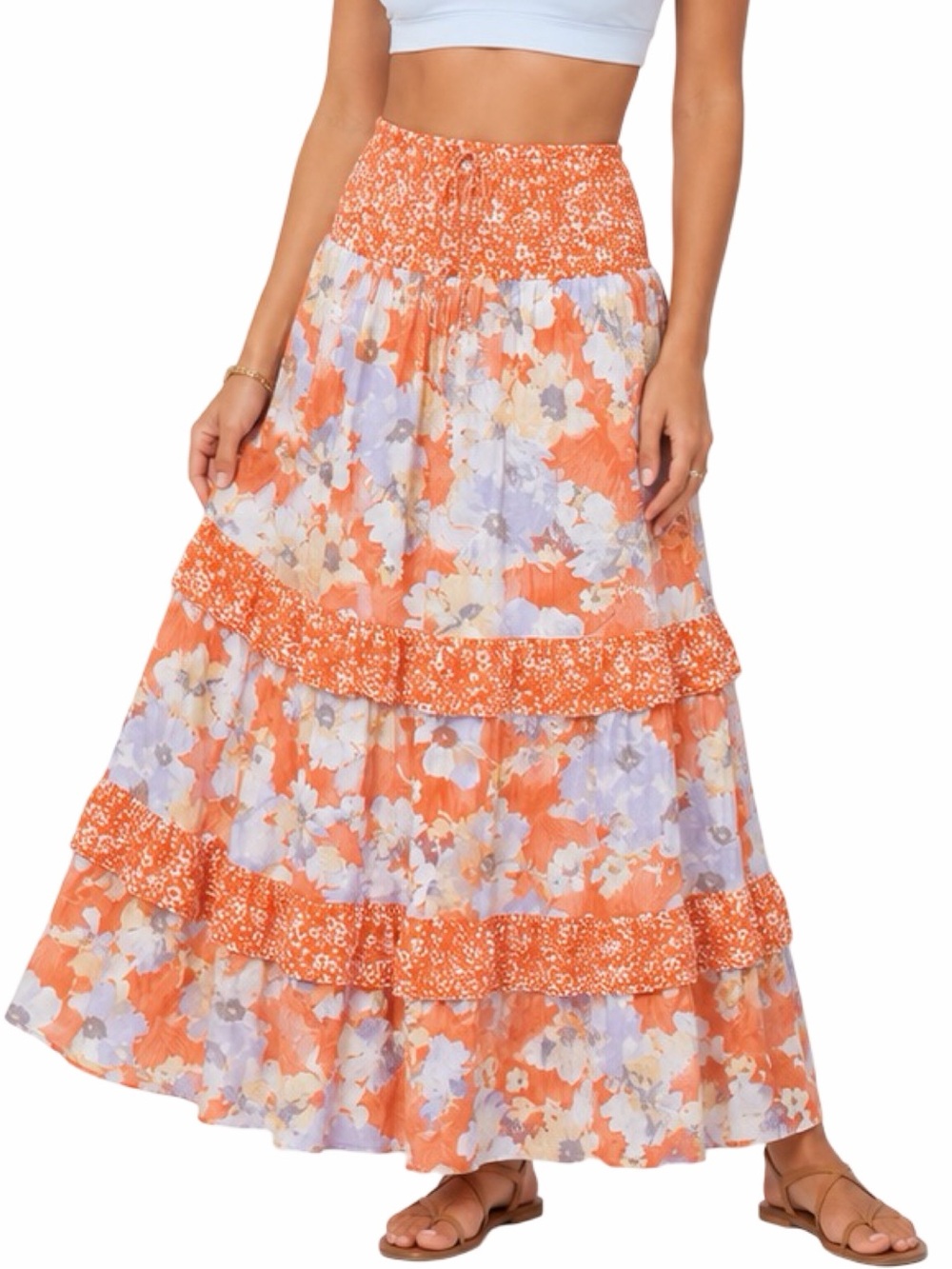 Lottie & Holly x B.O.G. Collective Boho Floral Maxi Skirt - Size Medium